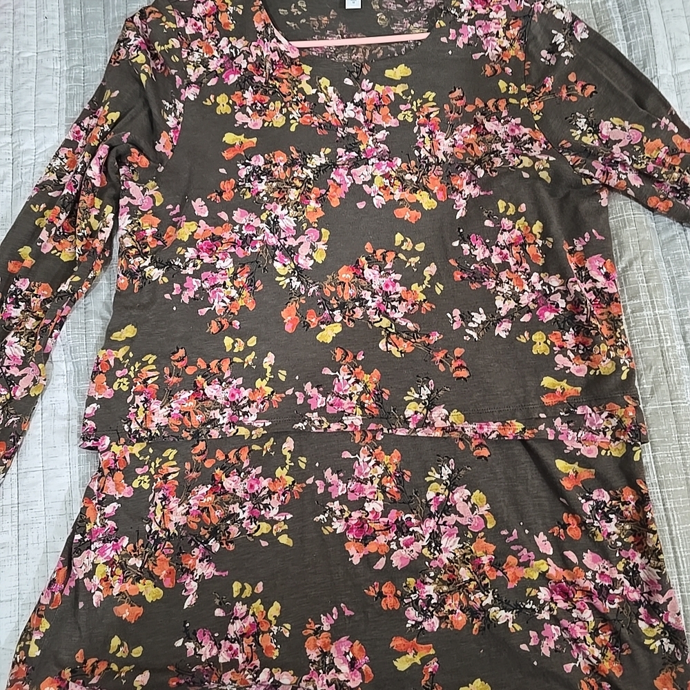 J.Jill Floral Long Sleeve Layered Shirt Sz M - Picture 7 of 8